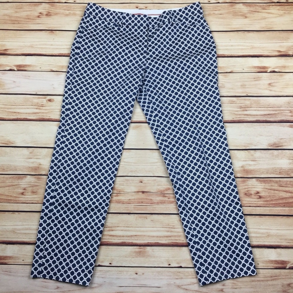ZAC & RACHEL Blue & White Geometric Ankle Pants 10
